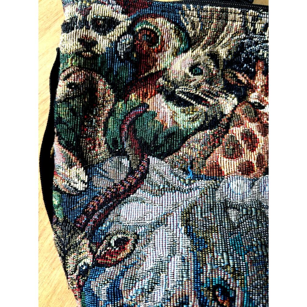 Animal Tapestry Purse Large Bag Fanny Pack Elephants Lions Boho Festival VTG - Picture 8 of 10